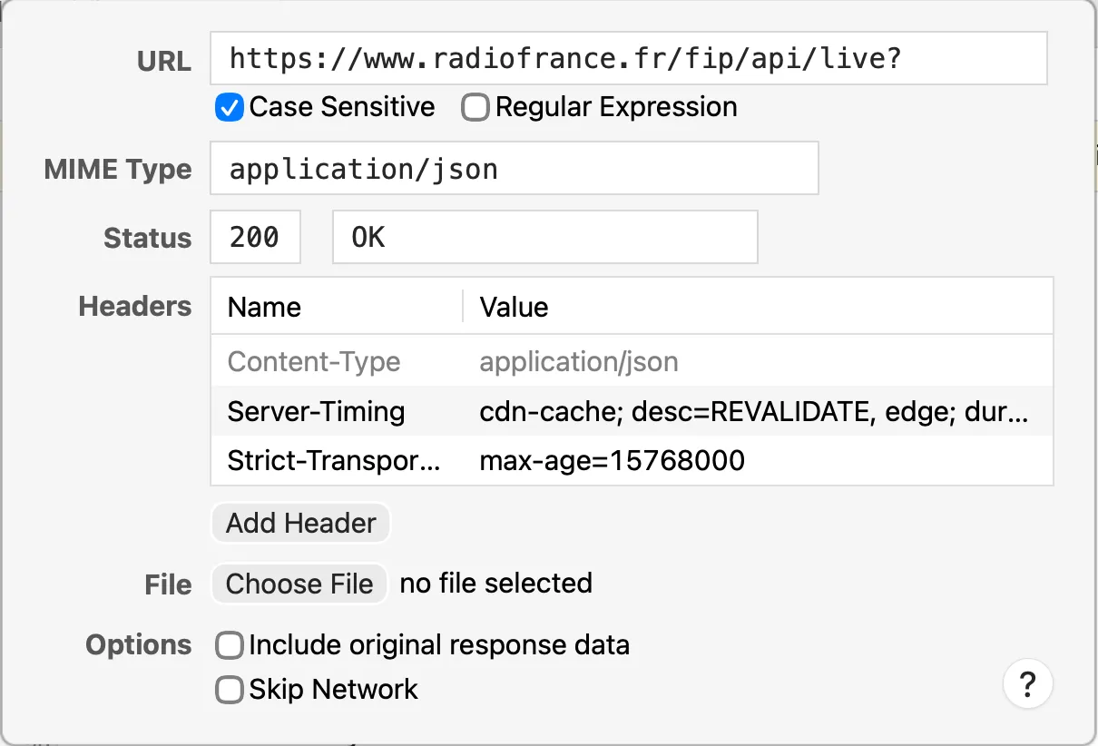 Local override edition interface in Safari